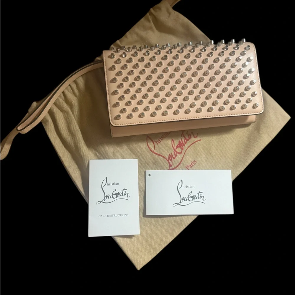 Christian Louboutin Macaron Wallet Calf Spikes Mystic Pink Gold - Picture 6 of 16